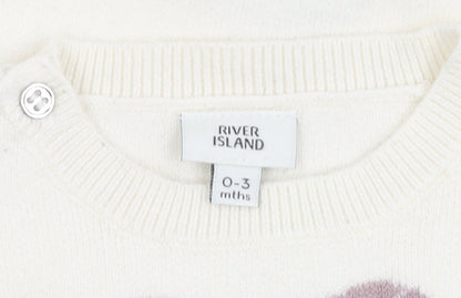 River Island Ivory Baby Jumper 0-3 Months Unisex Knit Pullover