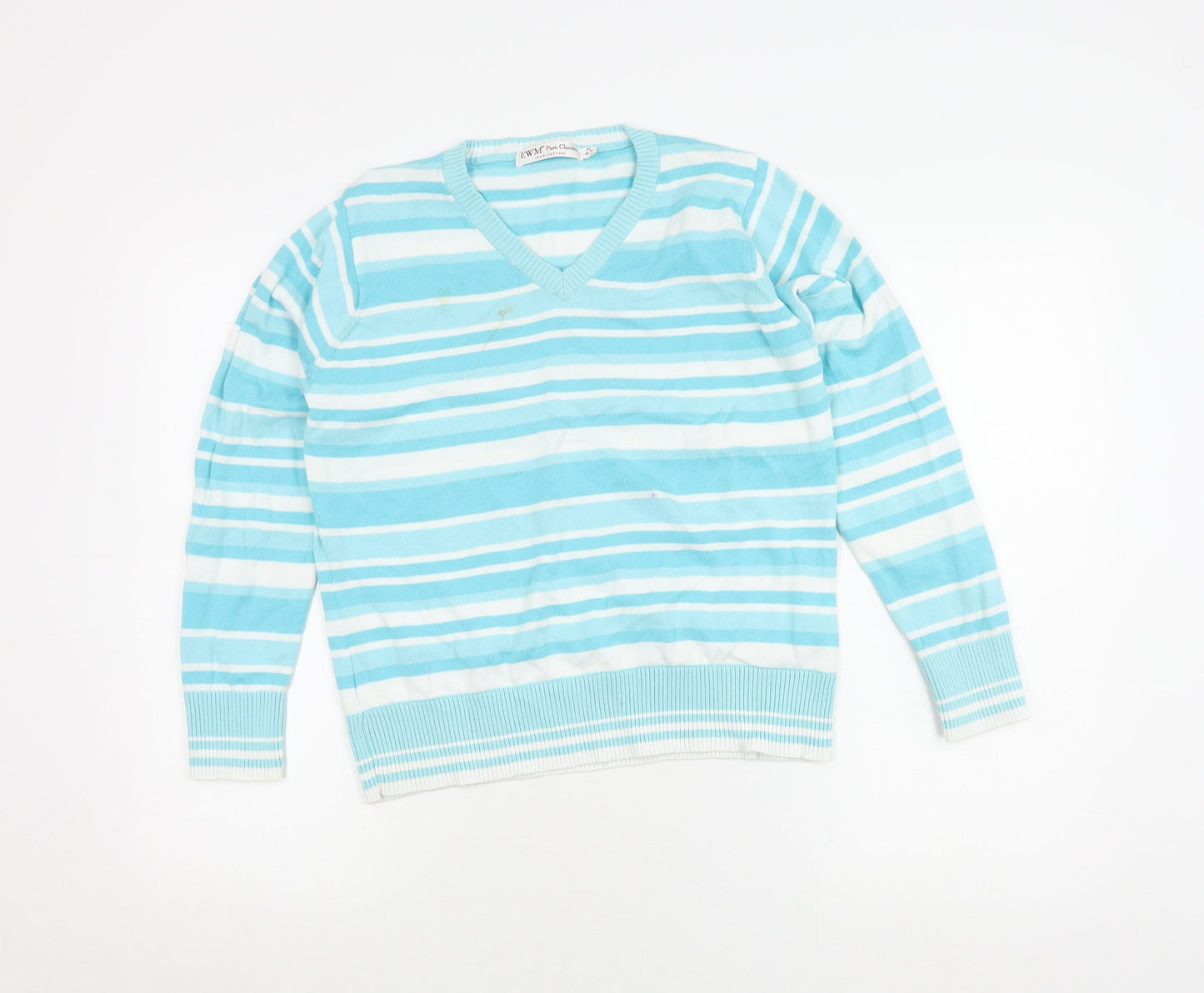 Womens UK Size M EWM Pure Classics Blue Pullover Jumper