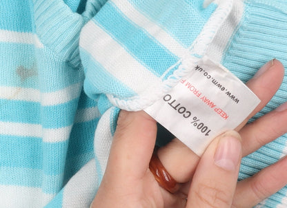 Womens UK Size M EWM Pure Classics Blue Pullover Jumper