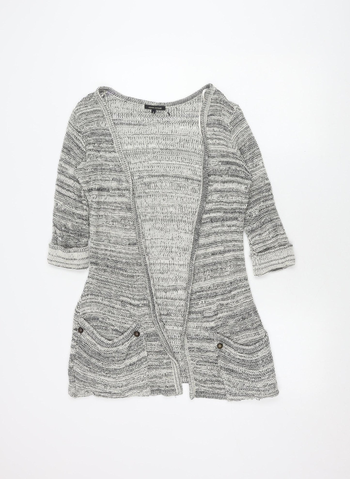 Womens UK Size 8 River Island Grey Cardigan Jumper