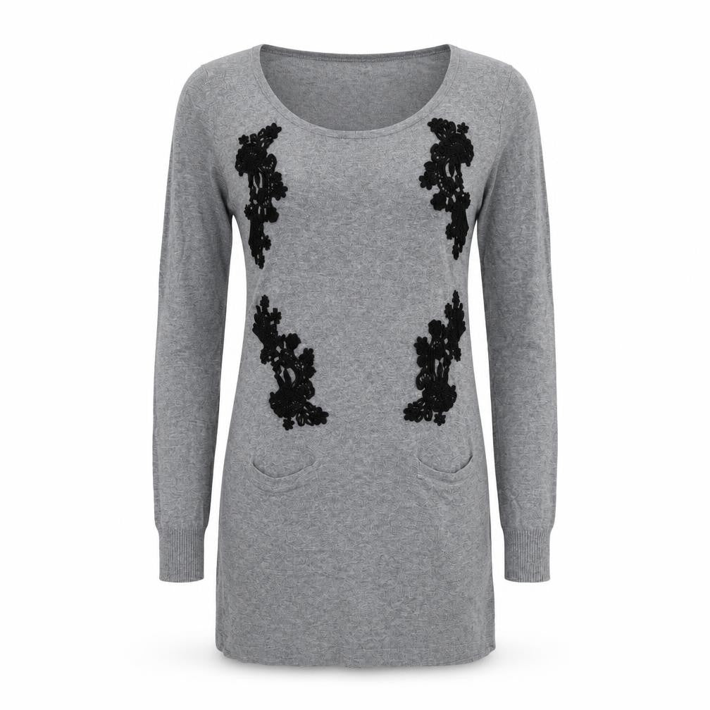 Next Women's Grey Jumper Dress Size 8 with Embroidery