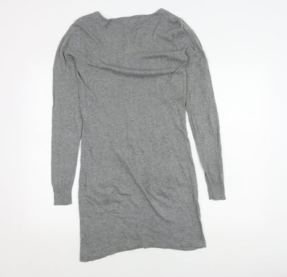 Next Women's Grey Jumper Dress Size 8 with Embroidery