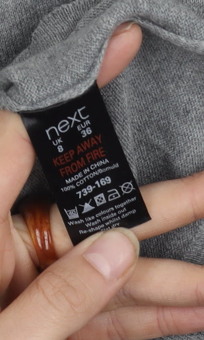 Next Women's Grey Jumper Dress Size 8 with Embroidery