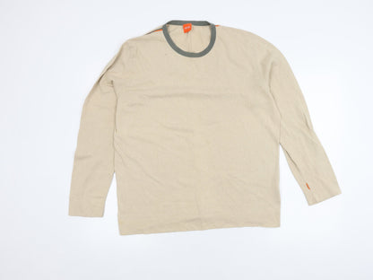 Hugo Boss Men's Beige Cotton Knit Jumper, Size M
