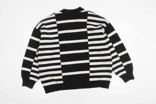 Boohoo Women's Black Striped Pullover Jumper M