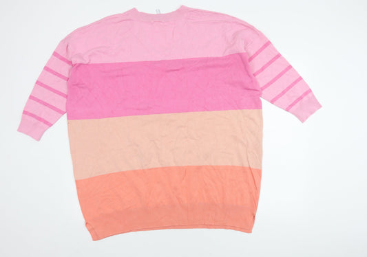 CAPSULE Women's Pink V-Neck Pullover Jumper 28/30