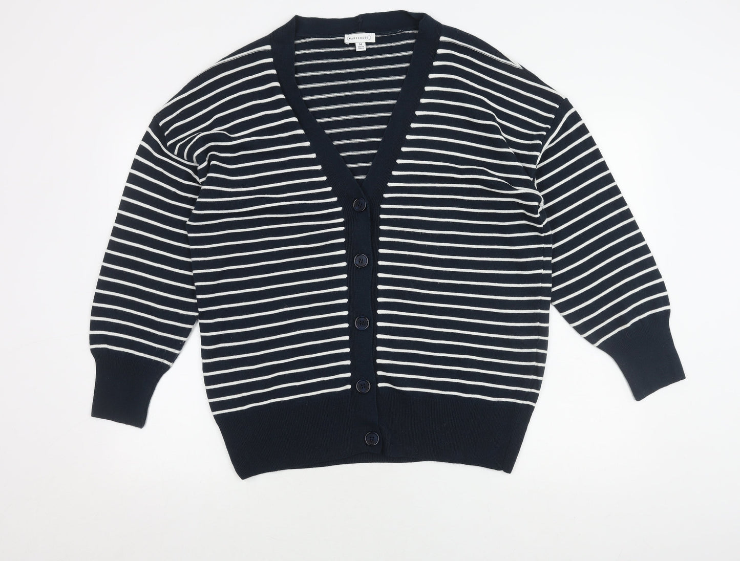 Womens UK Size M Warehouse Blue Cardigan Jumper