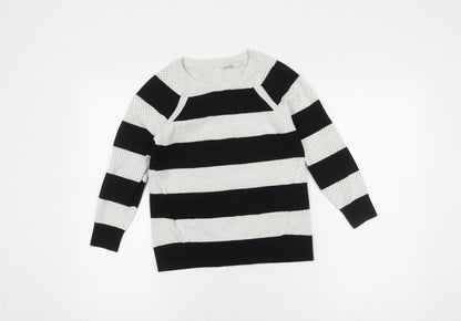 Karen Millen Women's Striped Jumper - Black/White - Size 3