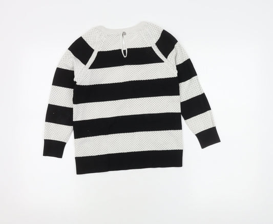 Karen Millen Women's Striped Jumper - Black/White - Size 3