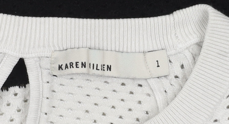 Karen Millen Women's Striped Jumper - Black/White - Size 3