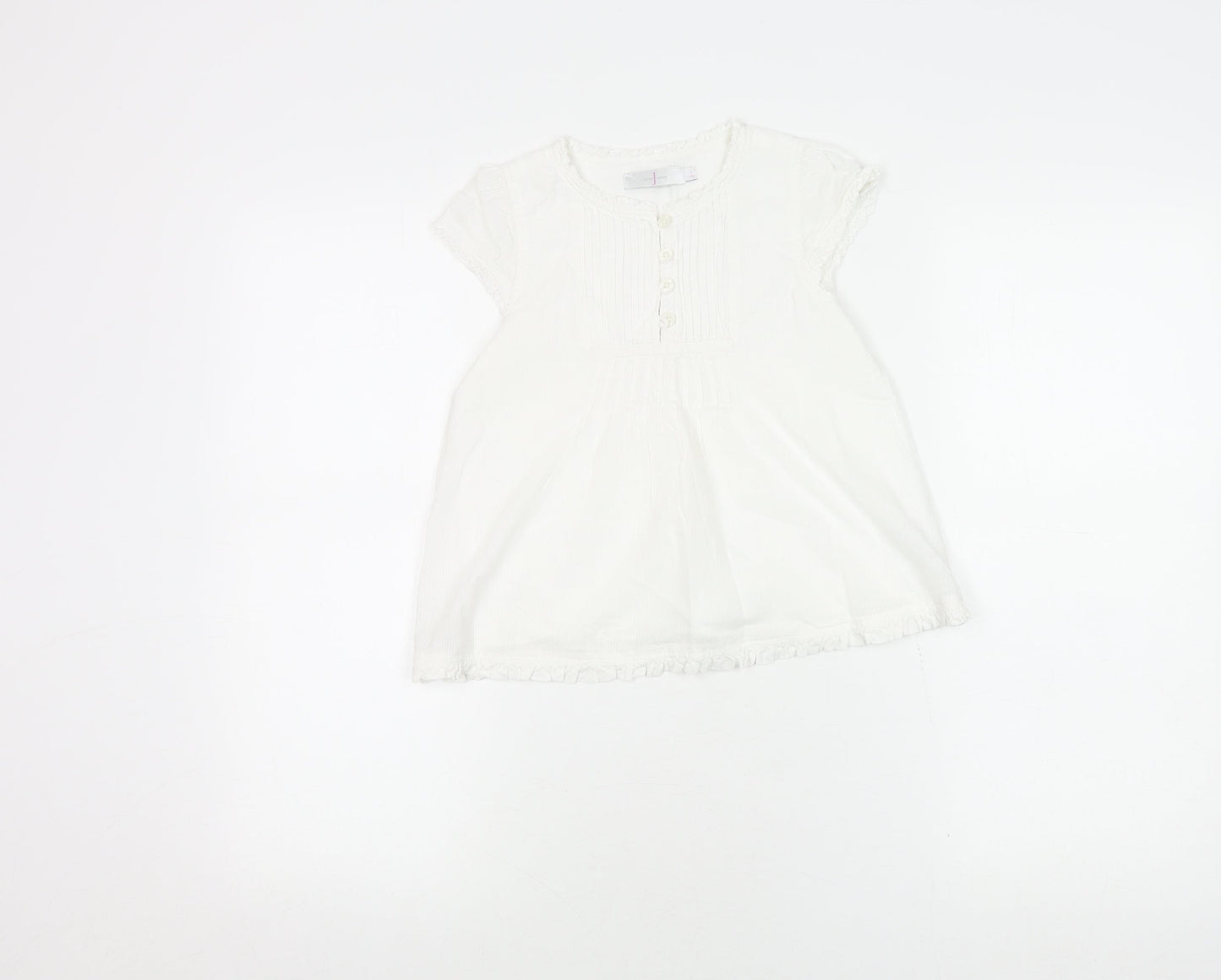 Jasper Conran Girls White Short Sleeve Cotton Dress, 7 Years