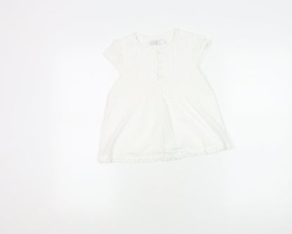 Jasper Conran Girls White Short Sleeve Cotton Dress, 7 Years