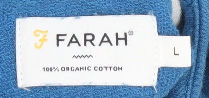 Mens UK Size L Farah Blue Henley Sweatshirt