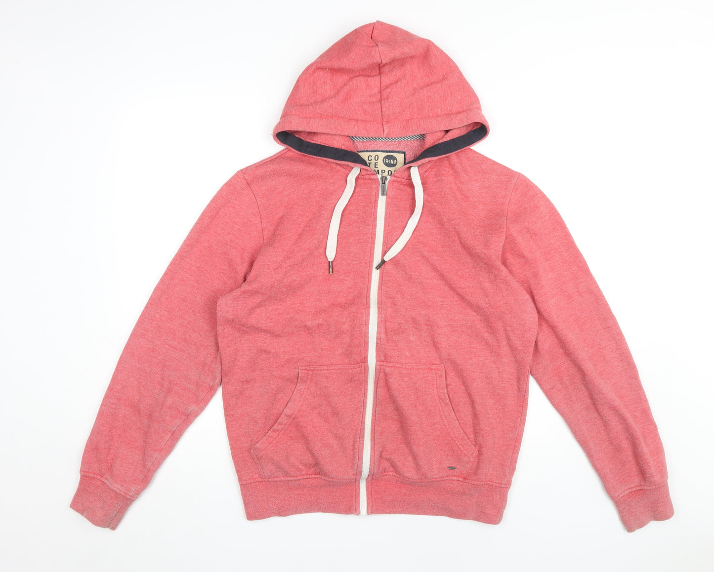 Solid Men's Red Full Zip Hoodie Small