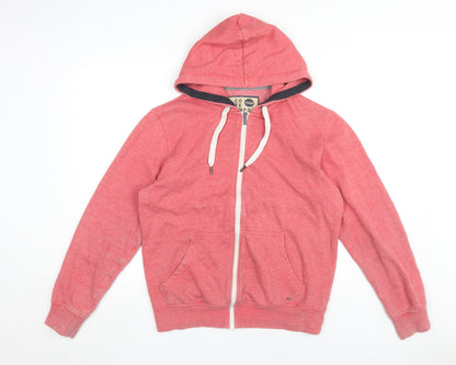 Solid Men's Red Full Zip Hoodie Small