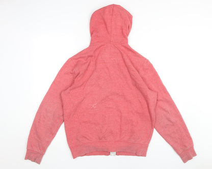 Solid Men's Red Full Zip Hoodie Small