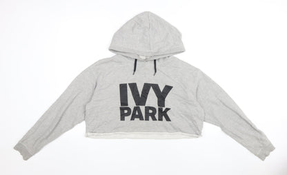 Ivy Park Women's Grey Cropped Hoodie - Medium