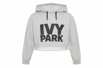 Front view of Ivy Park Women's Grey Cropped Hoodie - Medium