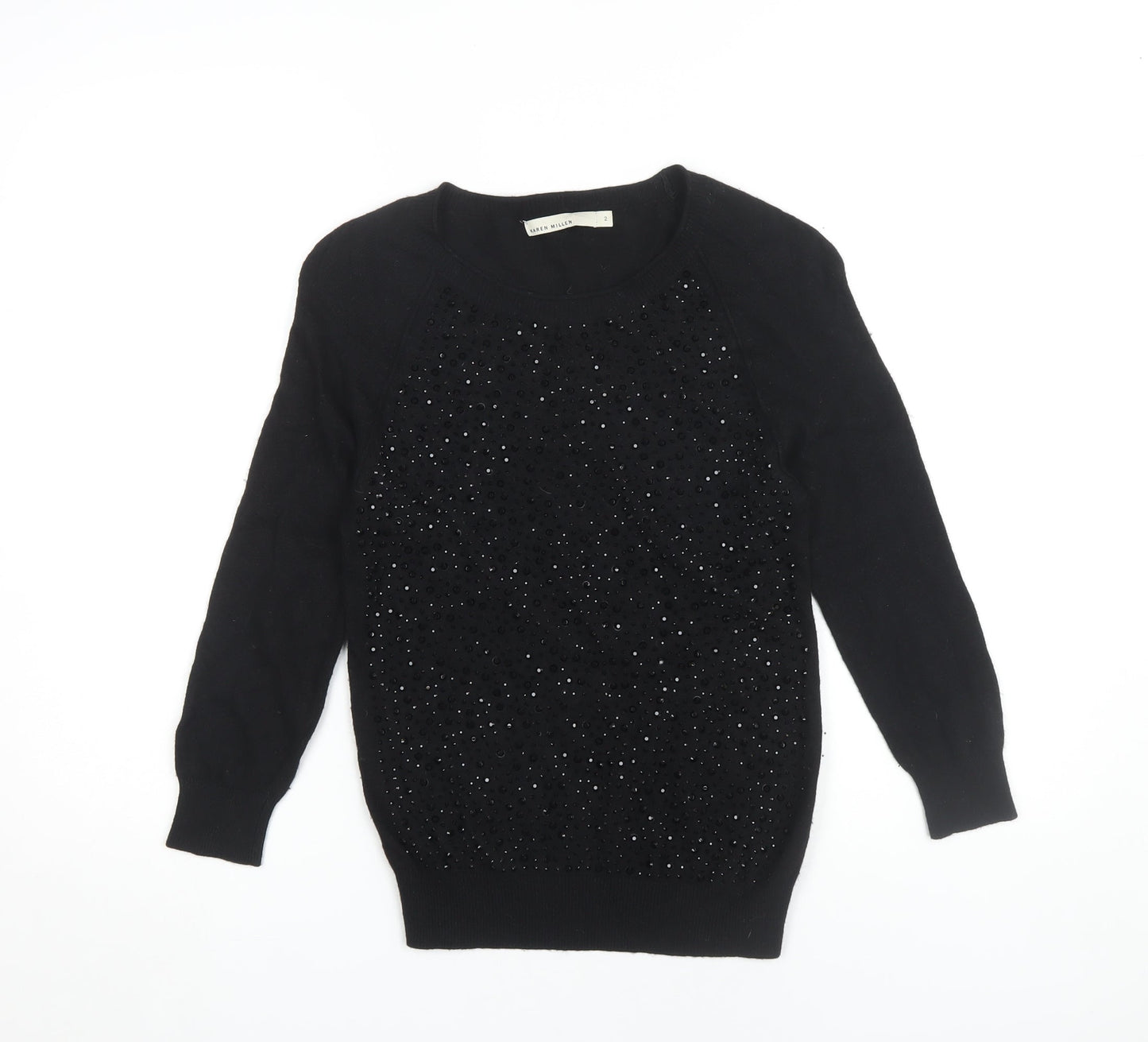 Womens UK Size 2 Karen Millen Black Pullover Jumper