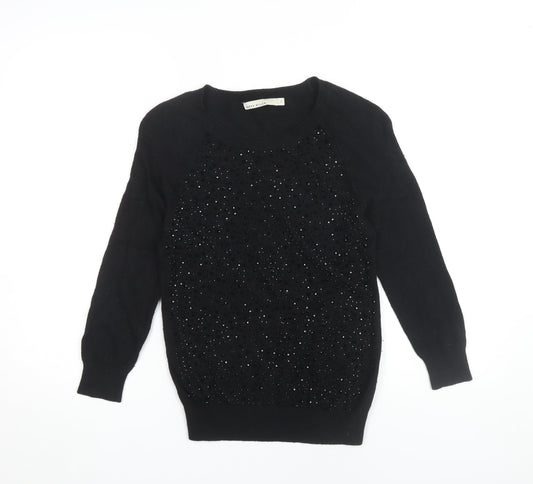Karen Millen Women's Black Sequin Pullover Jumper, Size 2