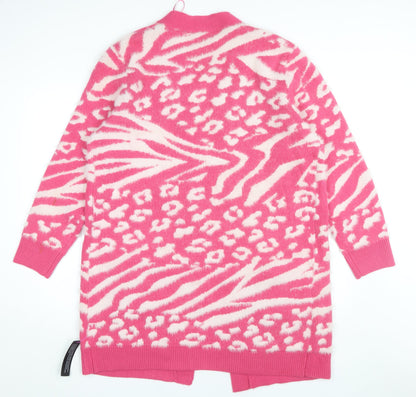 Dusk Women's Pink Animal Print Cardigan Size 16