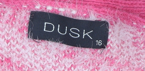 Dusk Women's Pink Animal Print Cardigan Size 16