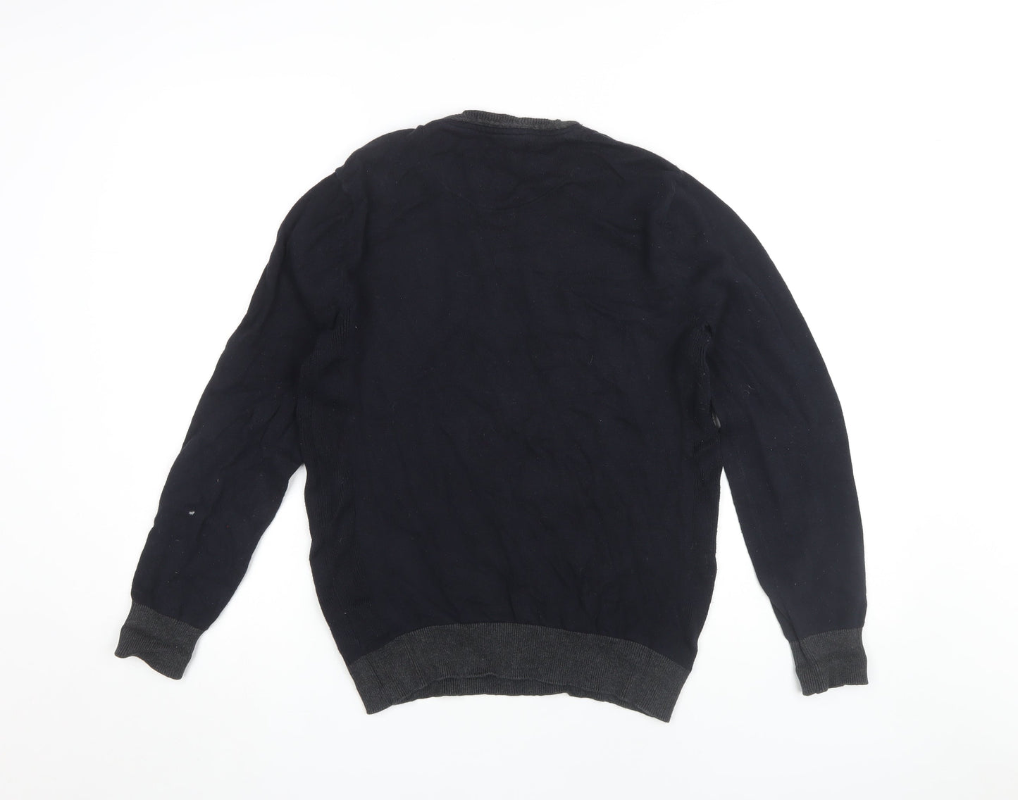 Twisted Soul Men's Black Cotton Pullover Jumper Small