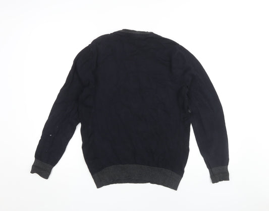 Twisted Soul Men's Black Cotton Pullover Jumper Small