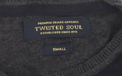 Twisted Soul Men's Black Cotton Pullover Jumper Small