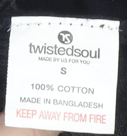 Twisted Soul Men's Black Cotton Pullover Jumper Small