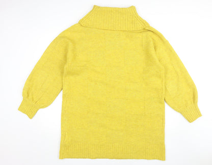River Island Women’s Yellow Cowl Neck Knit Dress L