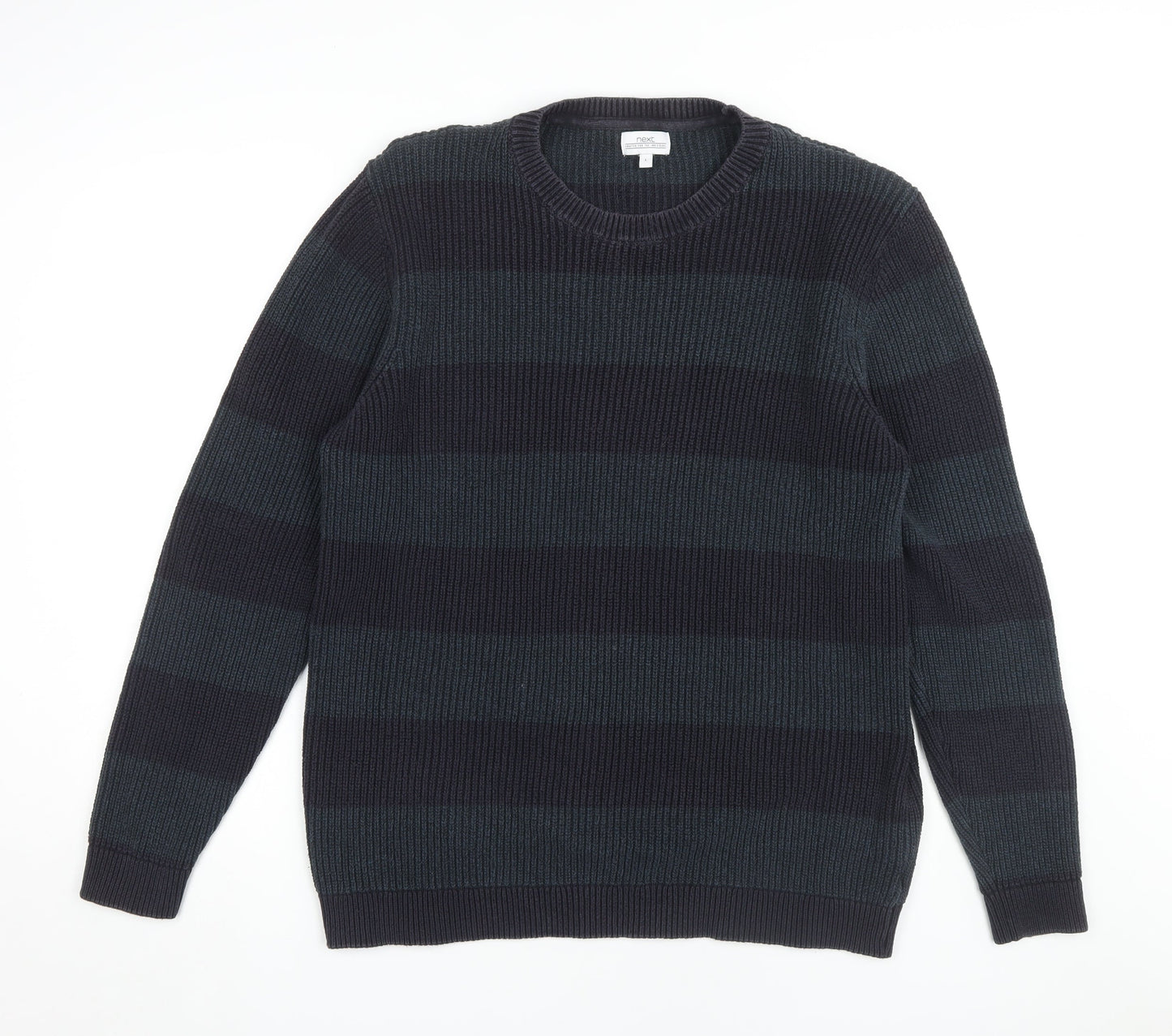 Next Men's Black Striped Pullover Jumper L