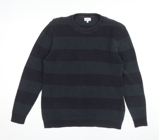 Next Men's Black Striped Pullover Jumper L