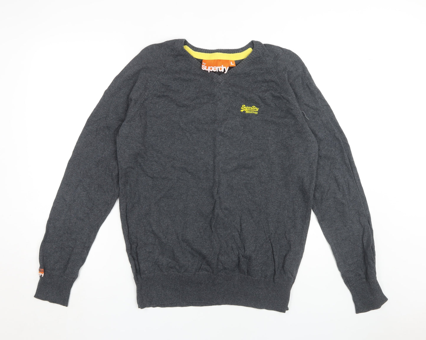 Superdry Men's Grey Cotton Pullover Jumper L
