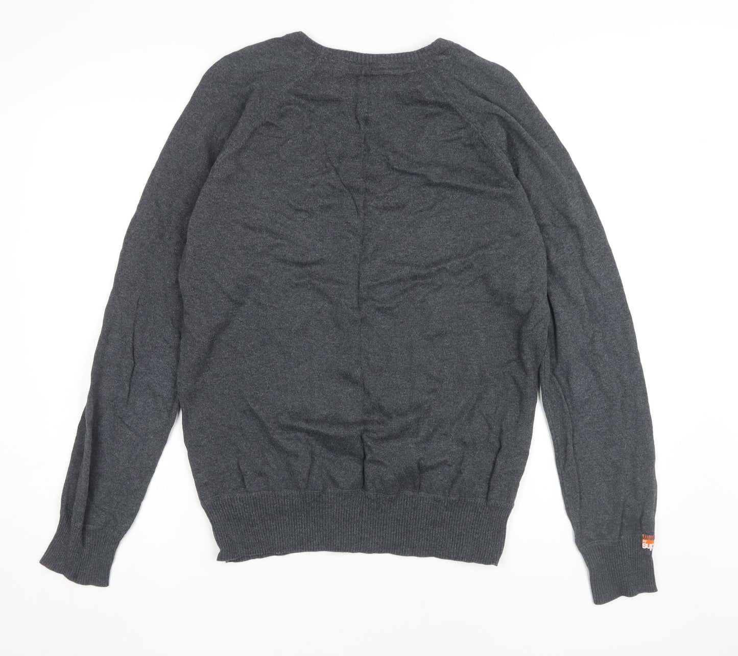 Superdry Men's Grey Cotton Pullover Jumper L