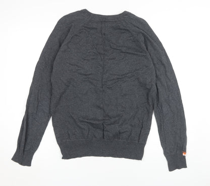 Superdry Men's Grey Cotton Pullover Jumper L