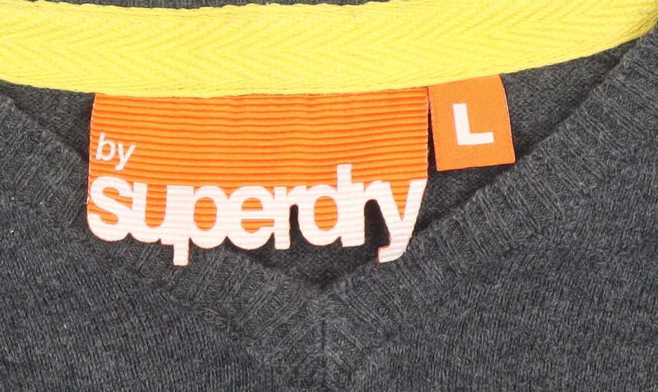 Superdry Men's Grey Cotton Pullover Jumper L