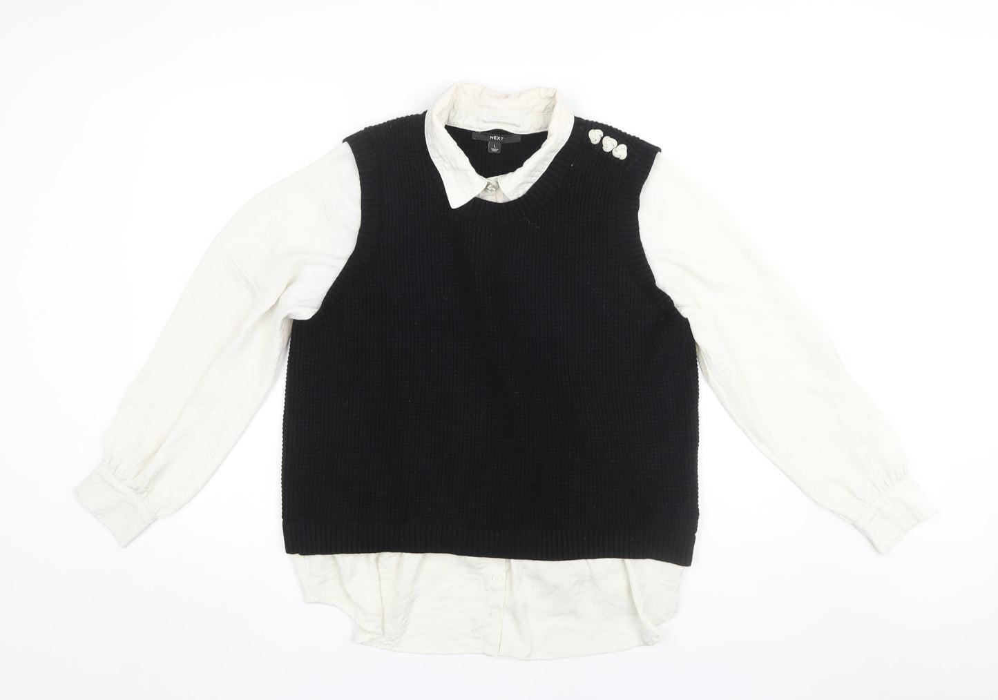 Womens UK Size L NEXT Black Vest Jumper