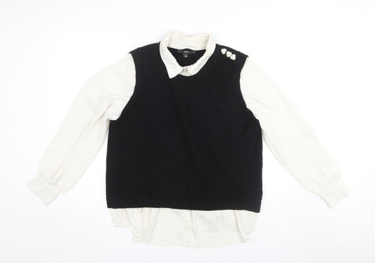 Womens UK Size L NEXT Black Vest Jumper