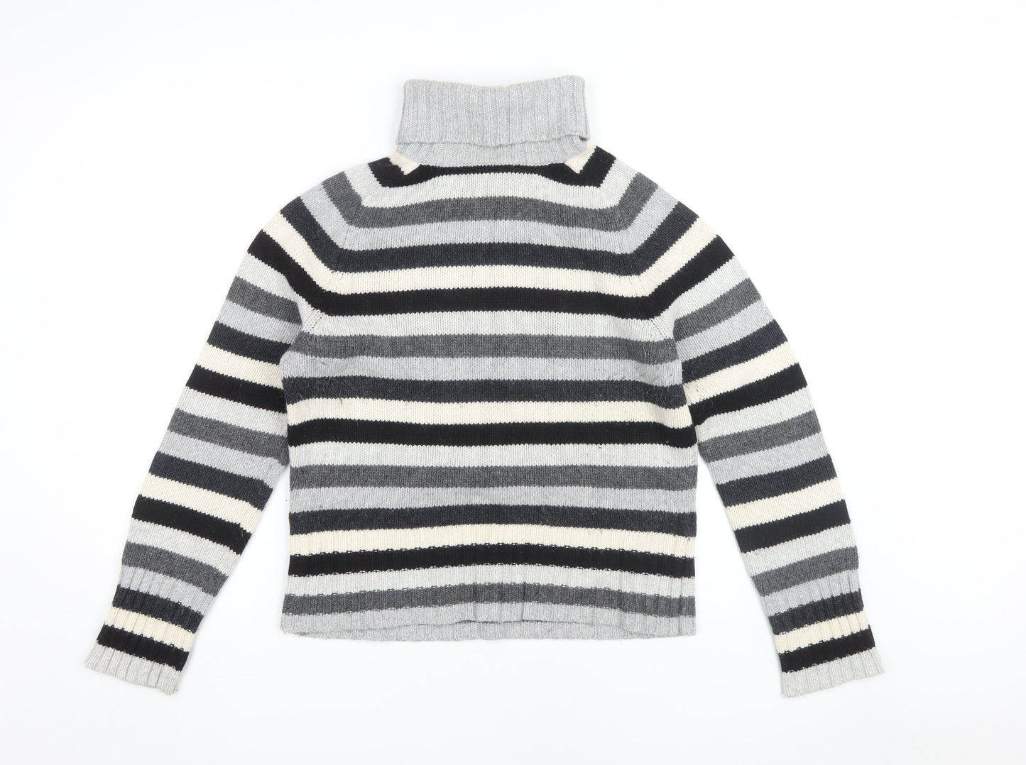 GAP Women's Striped Roll Neck Jumper, Multicoloured, M