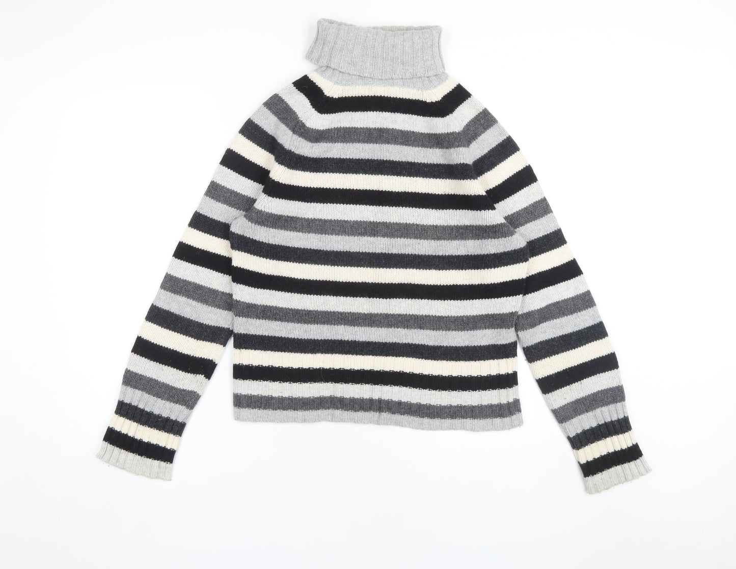 GAP Women's Striped Roll Neck Jumper, Multicoloured, M
