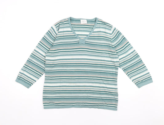 Eastex Women's Multicoloured Striped Pullover Jumper 12