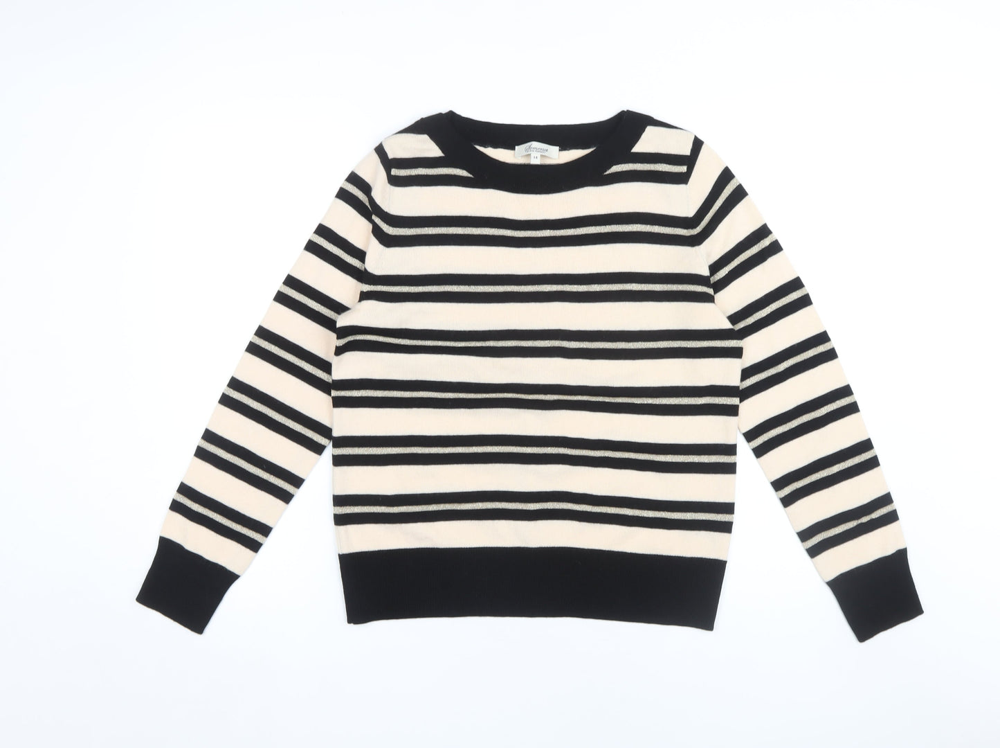 Somerset by Alice Temperley Women’s Black Striped Pullover Jumper Size 14