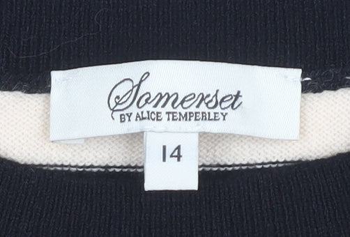 Somerset by Alice Temperley Women’s Black Striped Pullover Jumper Size 14
