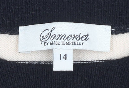 Somerset by Alice Temperley Women’s Black Striped Pullover Jumper Size 14
