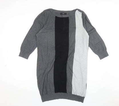 Next Women's Grey Colourblock Shift Dress Size 16
