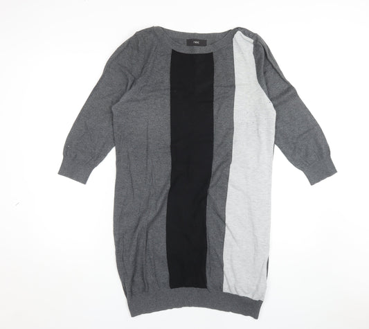 Next Women's Grey Colourblock Shift Dress Size 16