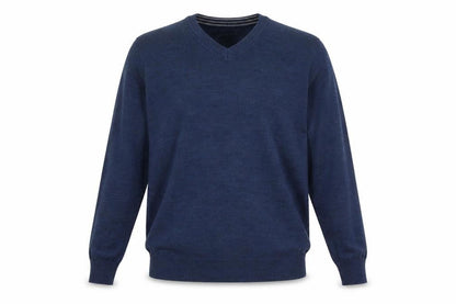 Marks & Spencer Men's Blue Medium V-Neck Wool Jumper