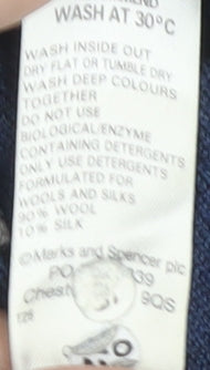 Marks and Spencer Men's Blue Medium V-Neck Wool Jumper