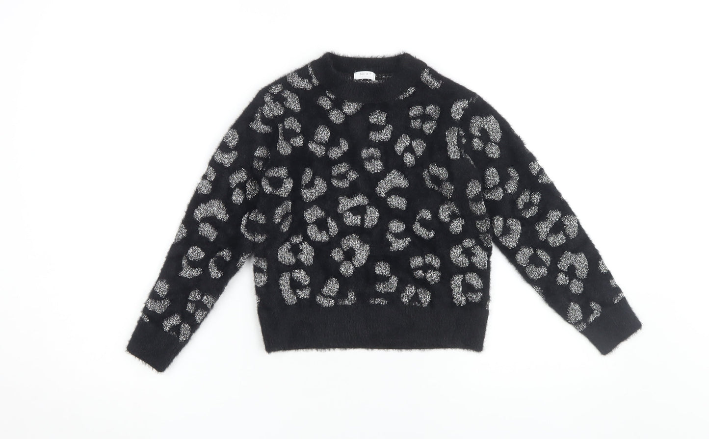 Next Girls Black Animal Print Pullover Jumper, 7 Years
